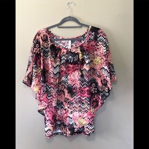 NY Collection pink flowy shirt with tank